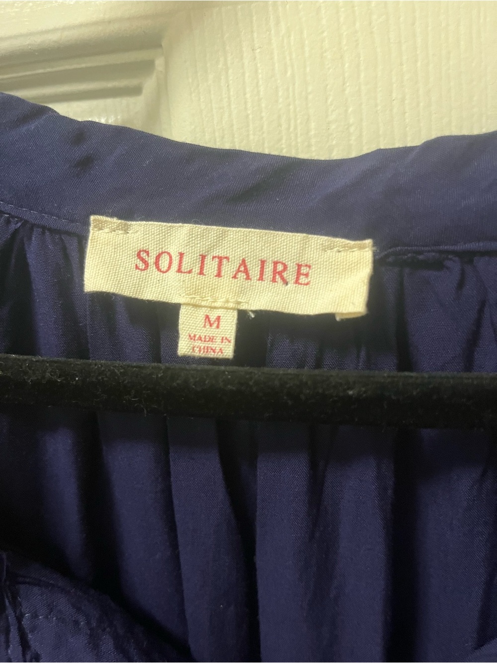 Solitaire Embroidered Boho Peasant Blouse Navy Floral Long Sleeve Women’s Size M - Picture 10 of 12